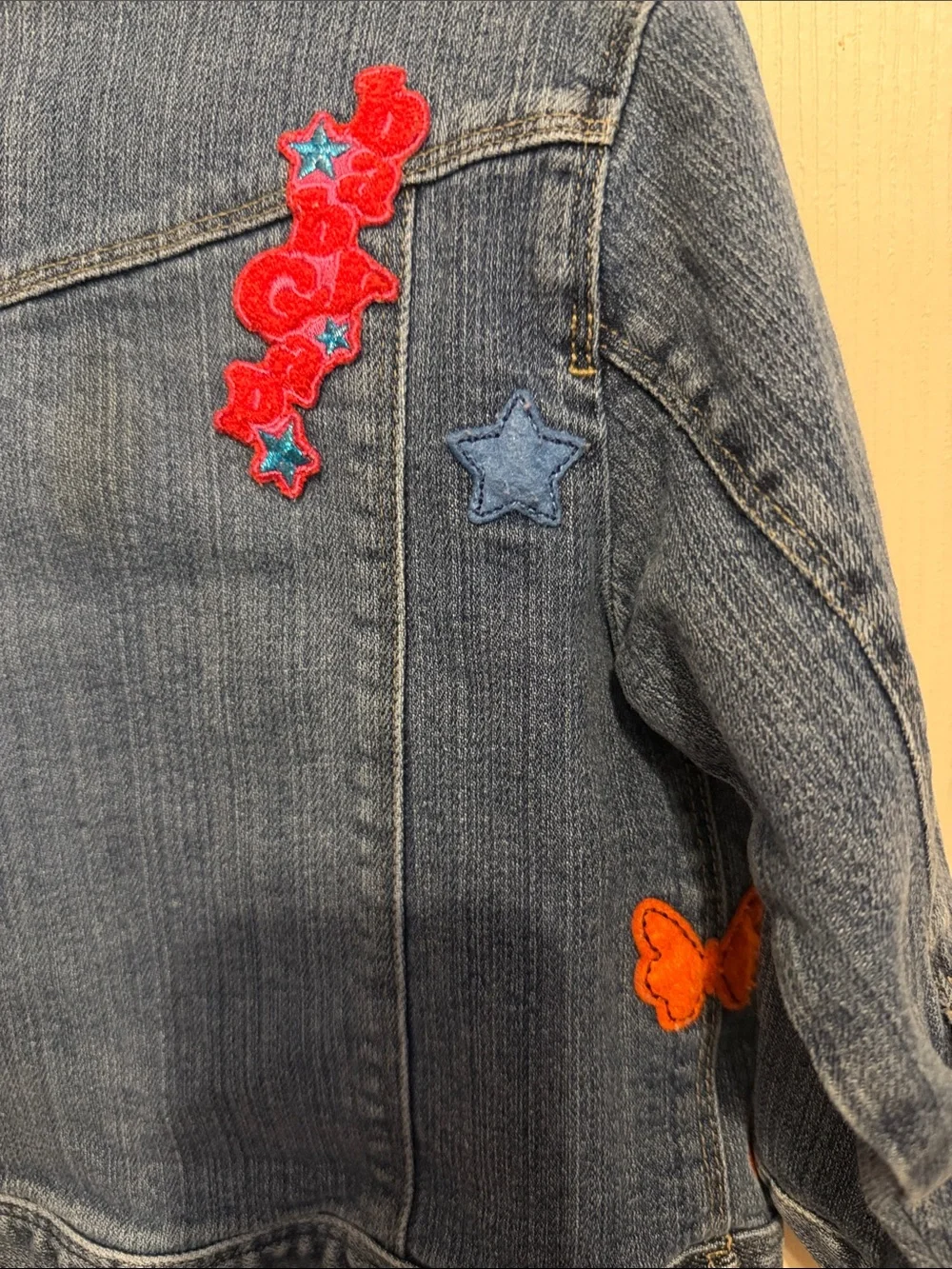 GAP Blue Denim Jacket with Heart Patches